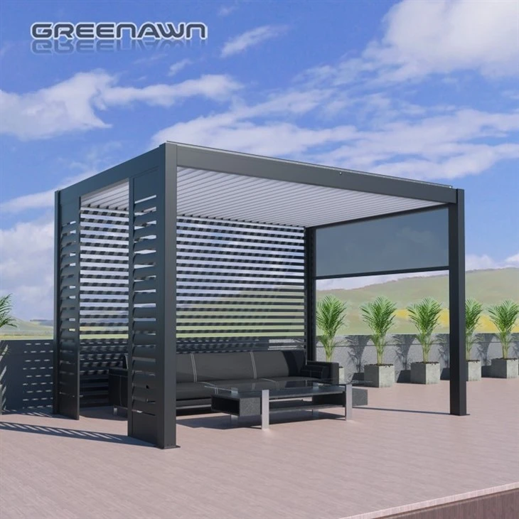 Freestanding Gazebo Metal Pergola With Roof And Sides