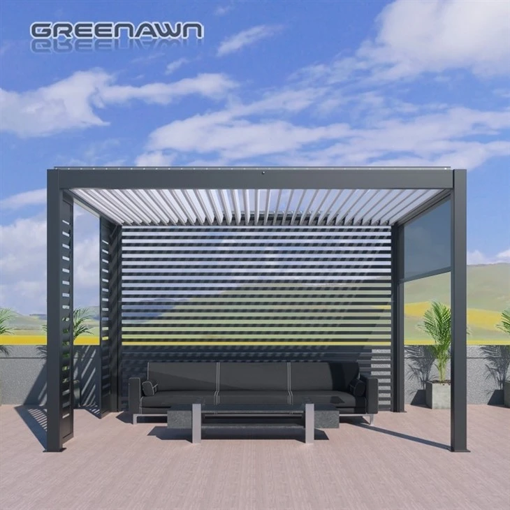 Freestanding Gazebo Metal Pergola With Roof And Sides